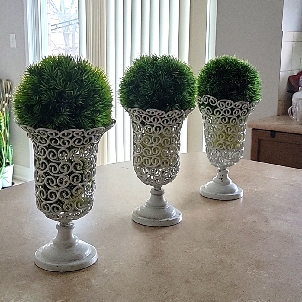 Metal Decorative Plant/Candle Holder (x3)